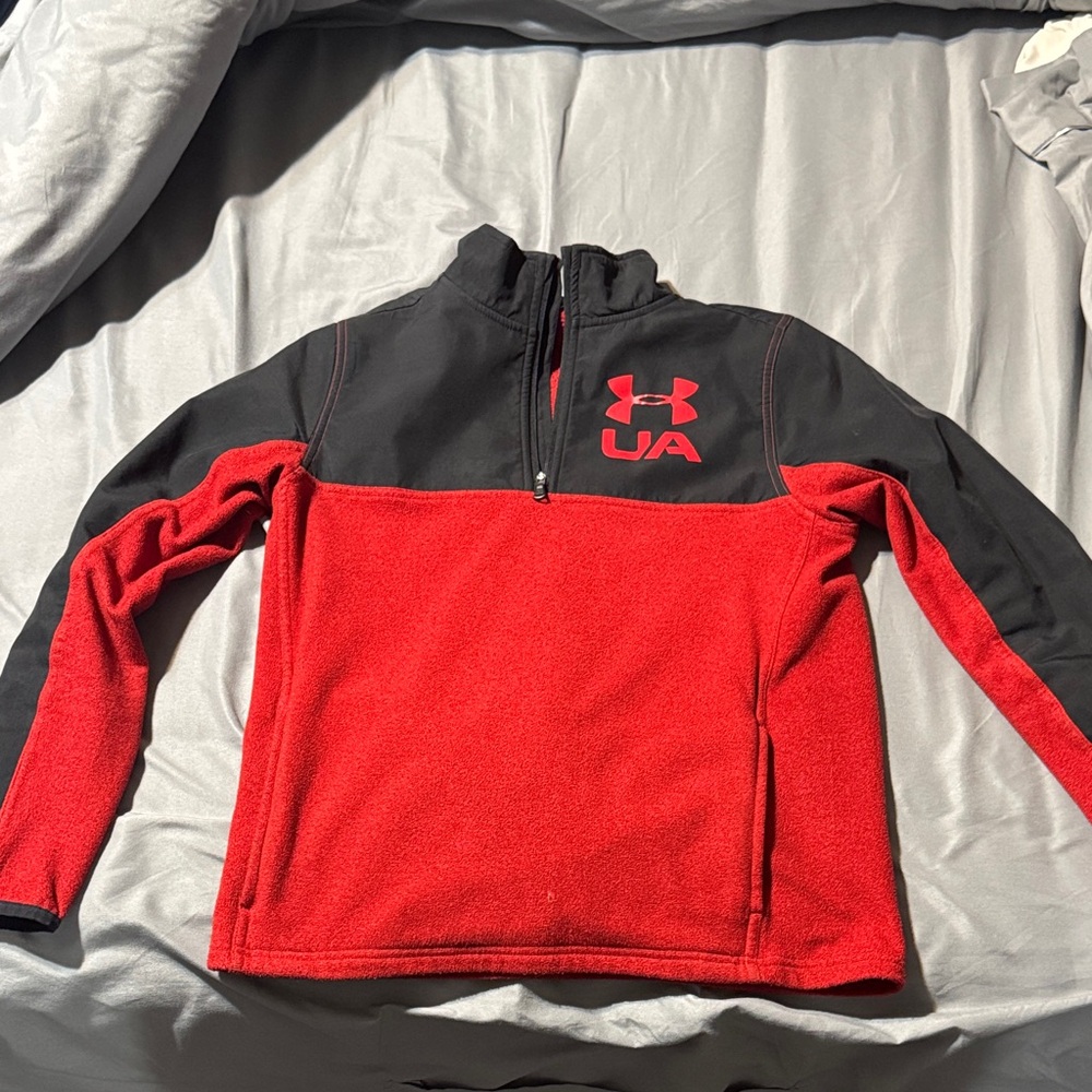 Under Armour Black and Red Half-Zip Fleece